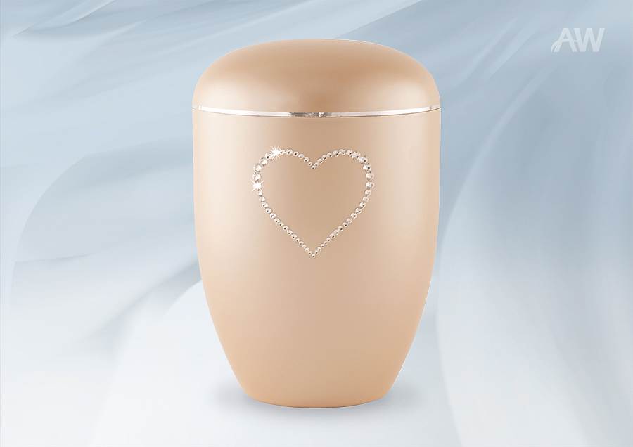 URNE BIO coeur Swarovski en apricot