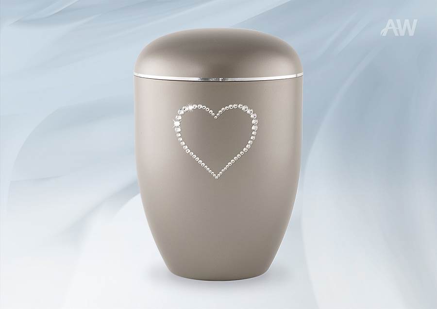 URNE BIO coeur Swarovski en fumé