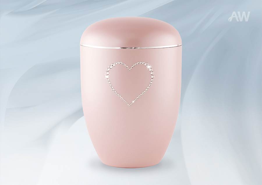 URNE BIO coeur Swarovski en rosé